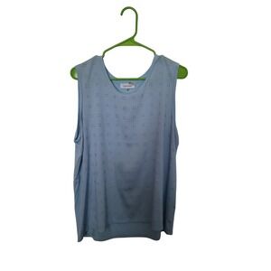 Calvin Klein Womens XL Light Blue Silver Studded Sleeveless Shell Top Blouse